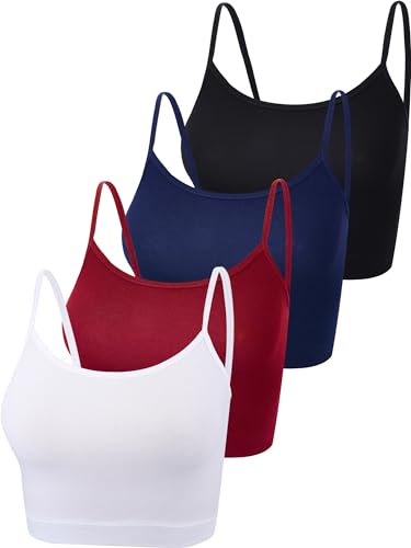 Bauchfreies Tank-Top, ärmellos, Racerback-Design, Baumwolle, für Damen, 4 Stück - - Groß von Boao