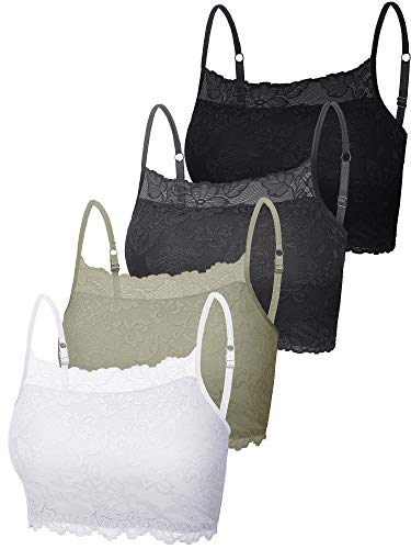 4 Stücke Damen Lace Cami Strecken Lace Hälfte Cami Atmungsaktive Lace Bralette Top für Damen Mädchen (Farbe Set 2, X-Groß) von Boao