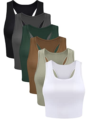 Basic Tank-Tops, ärmellos, Racerback, Sport, bauchfrei, für Damen, Mädchen, zum Tragen im Alltag, 6 Stück, XX-Large von Boao