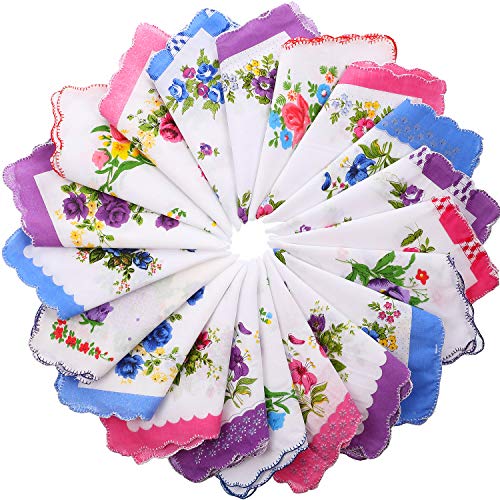 Boao 20 Stück weiche Taschentücher für Damen, Einstecktücher mit Vintage-Blumendruck, Größe M, 20 Stück, Medium Boao 20 Stück weiche Taschentücher für Damen, Einstecktücher mit Vintage-Blumendruck, Größe M, 20 Stück, Medium von Boao