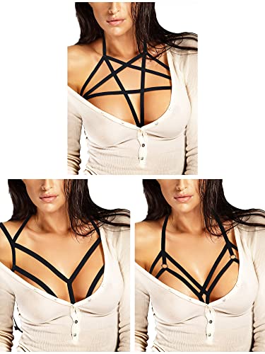 Boao 3 Stücke Damen Strappy Harness Aushöhlen Körper Cross Cage BH Cupless Dessous für Damen Mädchen Liefert (Stil Set 3) von Boao