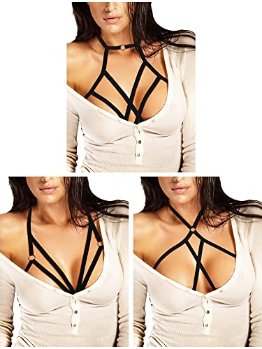 Boao 3 Stücke Damen Strappy Harness Aushöhlen Körper Cross Cage BH Cupless Dessous für Damen Mädchen Liefert (Stil Set 4) von Boao