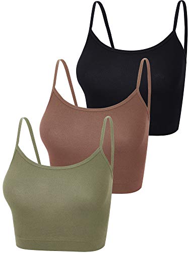 Boao 3 Stücke Leibchen Top Crop Tank Top (Schwarz, Grün, Kaffee, S) von Boao