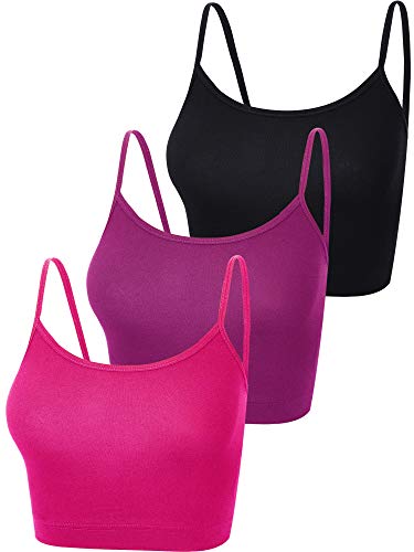 Boao 3 Stücke Leibchen Top Crop Tank Top (Schwarz, Rose Rot, Lila, L) von Boao