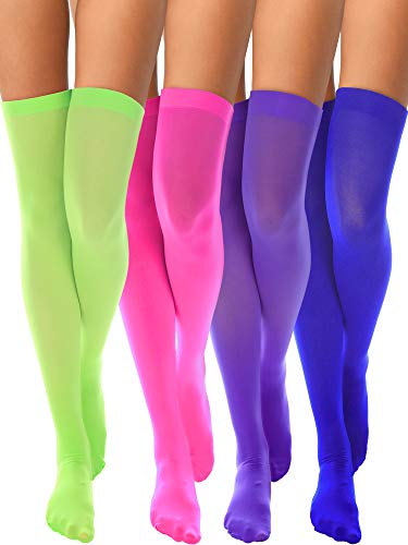 4 Paar Nylon-Damensocken aus Seide für Damen Cosplay Kostümzubehör pink / grün / lila / blau one size von Boao