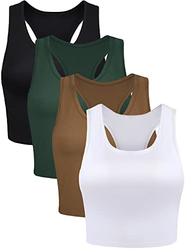 BOAO bauchfreie Tanktops für Damen, ärmellos, Racerback-Design, Sporttop, 4 Stück, Mittel von Boao