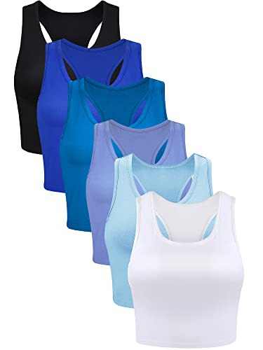 Boao Basic Tanktops, ärmellos, Racerback, Sport, bauchfrei, für Damen, Mädchen, zum Tragen im Alltag, 6 Stück, Small von Boao