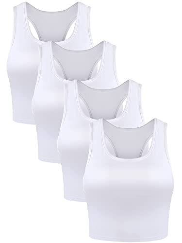 Boao Crop-Tanktops für Damen, ärmellos, Racerback, Sporttop, 4 Stück, Weiss/opulenter Garten, XX-Large Boao Crop-Tanktops für Damen, ärmellos, Racerback, Sporttop, 4 Stück, Weiss/opulenter Garten, XX-Large von Boao
