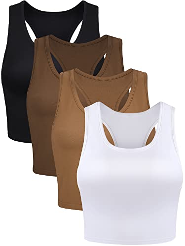 Boao bauchfreies Tank-Top, ärmellos, Racerback-Design, für Damen, 4 Stück, X-Groß von Boao