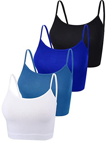 Crop-Top für Damen, Tanktop mit Spaghetti-Trägern, Basic-Sport-Crop-Cami, Hemdchen, Oberteil für Teenager, 4er-Pack, Groß von Boao