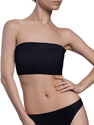 Damen Bandeau-BH, gepolstert, trägerlos, Bralette-BH, nahtloses Bandeau-Top, Schwarz, Medium Damen Bandeau-BH, gepolstert, trägerlos, Bralette-BH, nahtloses Bandeau-Top, Schwarz, Medium von Boao