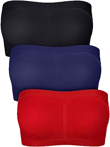 Damen Bandeau BH Gepolsterter Trägerloser Bralette-BH Nahtloser Bandeau Tube Top BH, Schwarz, Weinrot, Marineblau, Large von Boao