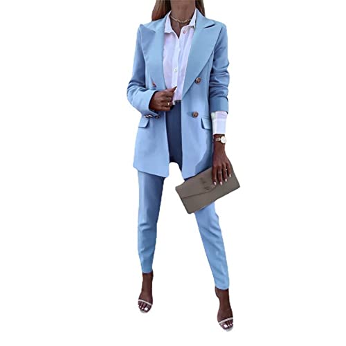 Boapond Damen Business Anzug Damen Hosenanzug Langarm Anzugjacke Anzughosen Zweiteiler Mode Slimfit Streetwear 2-teilig Blazer Hose Festlich von Boapond