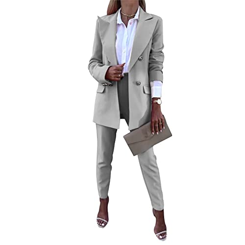 Boapond Damen Business Anzug Damen Hosenanzug Langarm Anzugjacke Anzughosen Zweiteiler Mode Slimfit Streetwear 2-teilig Blazer Hose Festlich von Boapond