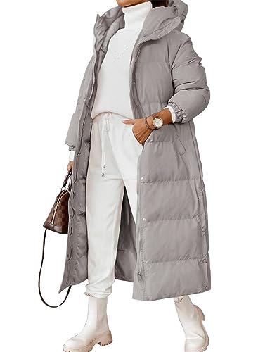 Boapond Damen Mäntel Damen Wintermantel Damen Warmer Lang Jacke Elegant Outdoor Steppmantel Lang mit Kapuze Baumwolljacke Winterparka Mantel von Boapond