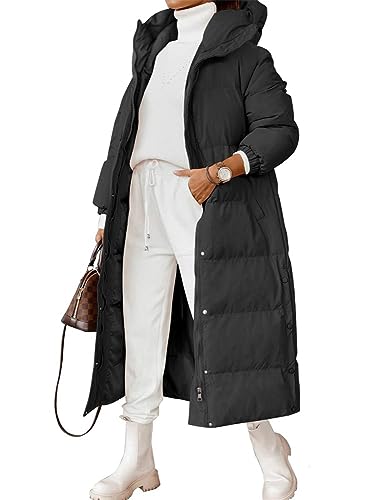 Boapond Damen Wintermantel Damen Warmer Lang Jacke Elegant Outdoor Steppmantel Lang mit Kapuze Baumwolljacke Winterparka Mantel von Boapond