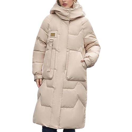 Boapond Damen Mäntel Damen Wintermantel Damen Warmer Lang Jacke Elegant Outdoor Steppmantel Lang mit Kapuze Baumwolljacke Winterparka Mantel von Boapond