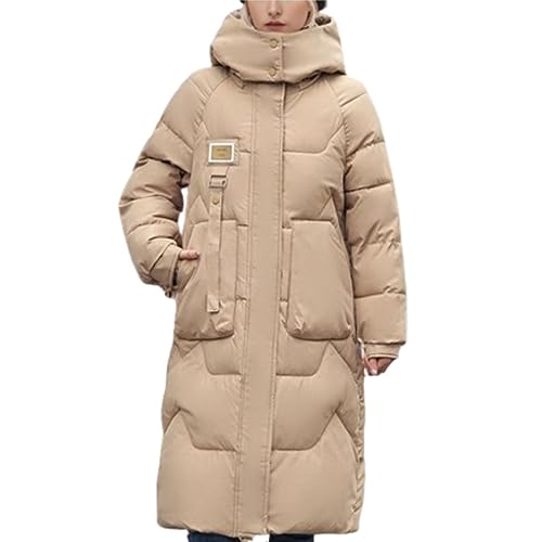 Boapond Damen Mäntel Damen Wintermantel Damen Warmer Lang Jacke Elegant Outdoor Steppmantel Lang mit Kapuze Baumwolljacke Winterparka Mantel von Boapond