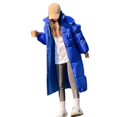 Boapond Damen Wintermantel Elegant Outdoor Steppmantel Lang mit Kapuze Blau XL von Boapond