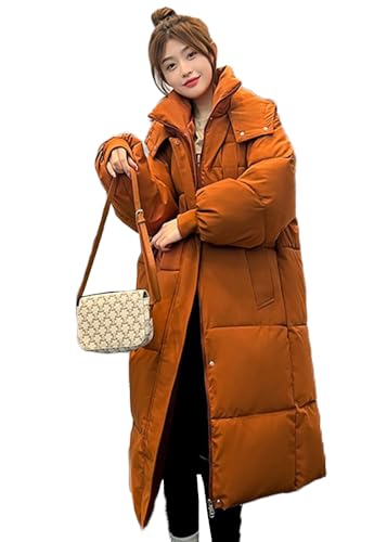 Boapond Damen Mäntel Damen Wintermantel Damen Warmer Lang Jacke Elegant Outdoor Steppmantel Lang mit Kapuze Baumwolljacke Winterparka Mantel von Boapond