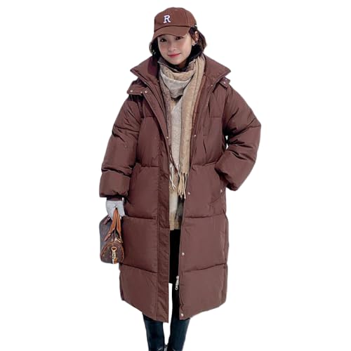 Boapond Damen Wintermantel Damen Warmer Lang Jacke Elegant Outdoor Steppmantel Lang mit Kapuze Baumwolljacke Winterparka Mantel von Boapond