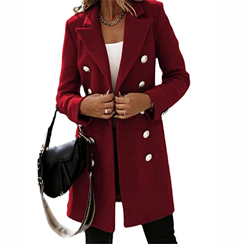 Boapond Damen Winter Blazer Mantel Warme ÜBergangsjacke Einfarbig Blazer Langen Wollmantel Blazer Jacke Herbst Winter Jacke Wintermantel Damen Lang Einfarbig Outwear von Boapond