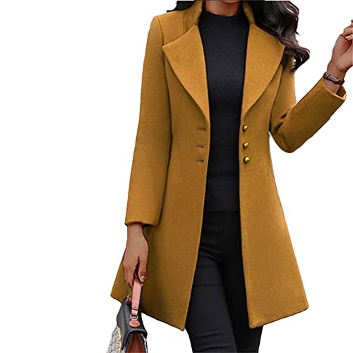 Boapond Damen Winter Blazer Mantel Warme ÜBergangsjacke Einfarbig Blazer Langen Wollmantel Blazer Jacke Herbst Winter Jacke Wintermantel Damen Lang Einfarbig Outwear von Boapond