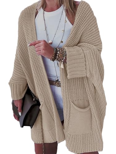 Boapond Strickjacke für Damen Elegante Cardigan Strickmantel Herbst Langarm Pullover Casual Strickpullover mit Taschen von Boapond