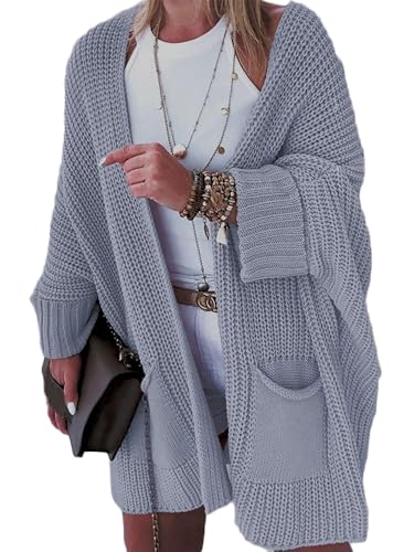 Boapond Strickjacke für Damen Elegante Cardigan Strickmantel Herbst Langarm Pullover Casual Strickpullover mit Taschen von Boapond