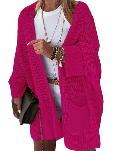 Boapond Strickjacke für Damen Elegante Cardigan Strickmantel Herbst Langarm Pullover Casual Strickpullover mit Taschen von Boapond