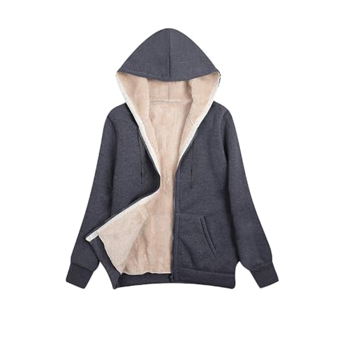 Boapond Sweatjacke Damen Fleecejacke mit Kapuze Damen Teddyfleece JackeWarmes Sweatshirt Basic Kapuzenjacke Winterjacke Kapuzenpullover Causal Plüschjack für Outdoor von Boapond