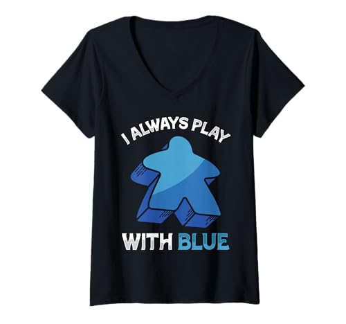 Damen Brettspiel I Always Play with Blue Meeple T-Shirt mit V-Ausschnitt Damen Brettspiel I Always Play with Blue Meeple T-Shirt mit V-Ausschnitt von Board Games Lover Player Meeple Apparel Co.