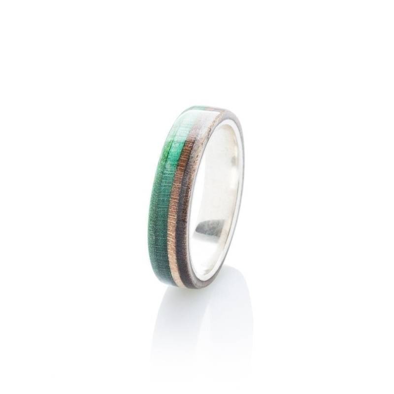Silber Skateboard Ring - Holz Recycled Ehering Wasserfester Holzring Geschenk 5 Jahre Garantie Boardthing von BoardThing