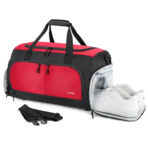 Boarding Blue Gym Reisetasche für Damen und Herren, 50,8 cm, leichte Reisetasche mit Nassfach, Schuhfach, inklusive wasserabweisender Tasche, Kastanienbraun, Turnbeutel, die strapazierfähige von Boardingblue