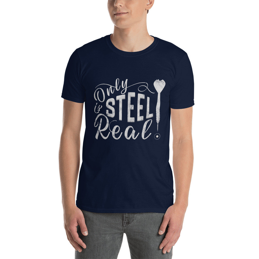 Darts Only Steel Is Real Darten Dartpfeil Stahl Kurzärmeliges Unisex-T-Shirt Darts Only Steel Is Real Darten Dartpfeil Stahl Kurzärmeliges Unisex-T-Shirt von BoardsportsMerch