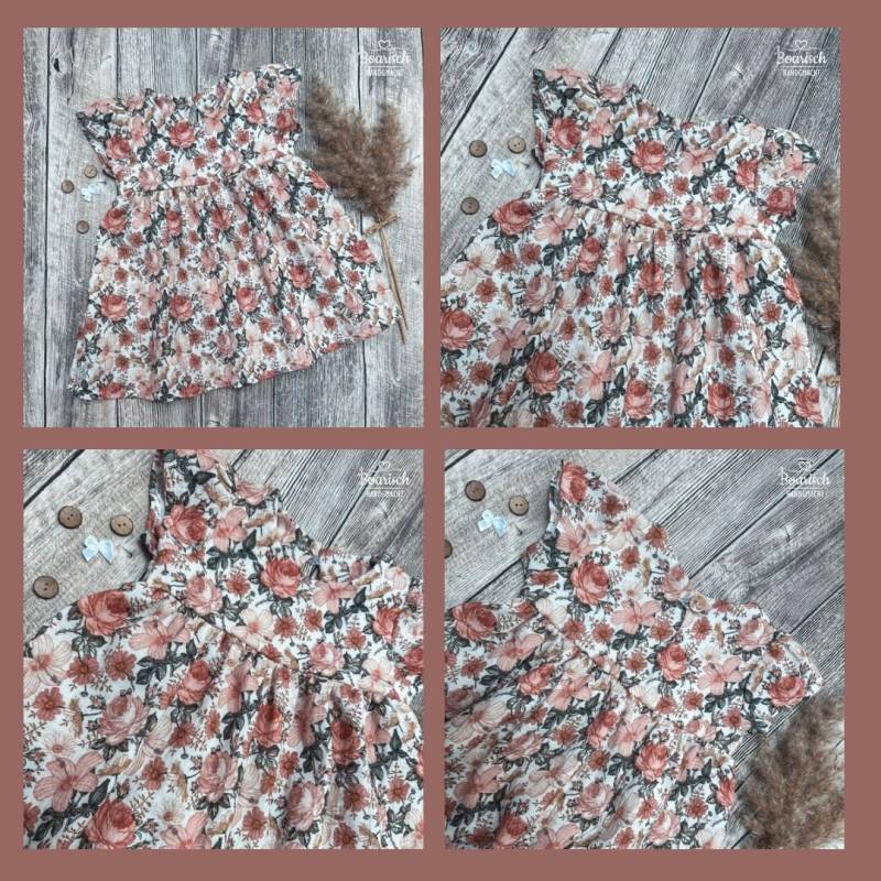 Musselinkleid Sommer "Vintage Flowers" Mit Rüschenärmeln von Boarischhandgmacht