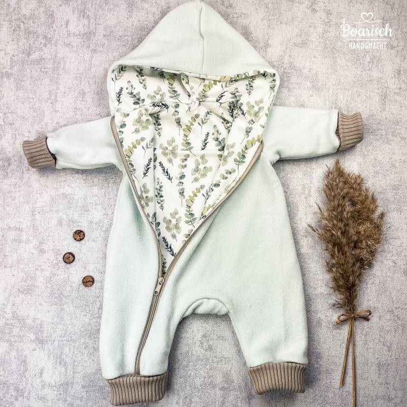 Overall Baumwollfleece "Mint Eukalyptus" Baby/Kinder von Boarischhandgmacht