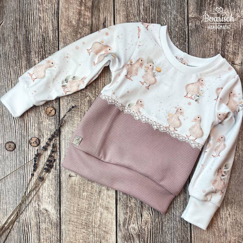 Pullover "Niedliche Entchen" Mit Rüsche Baby/Kinder Auch Als Set von Boarischhandgmacht