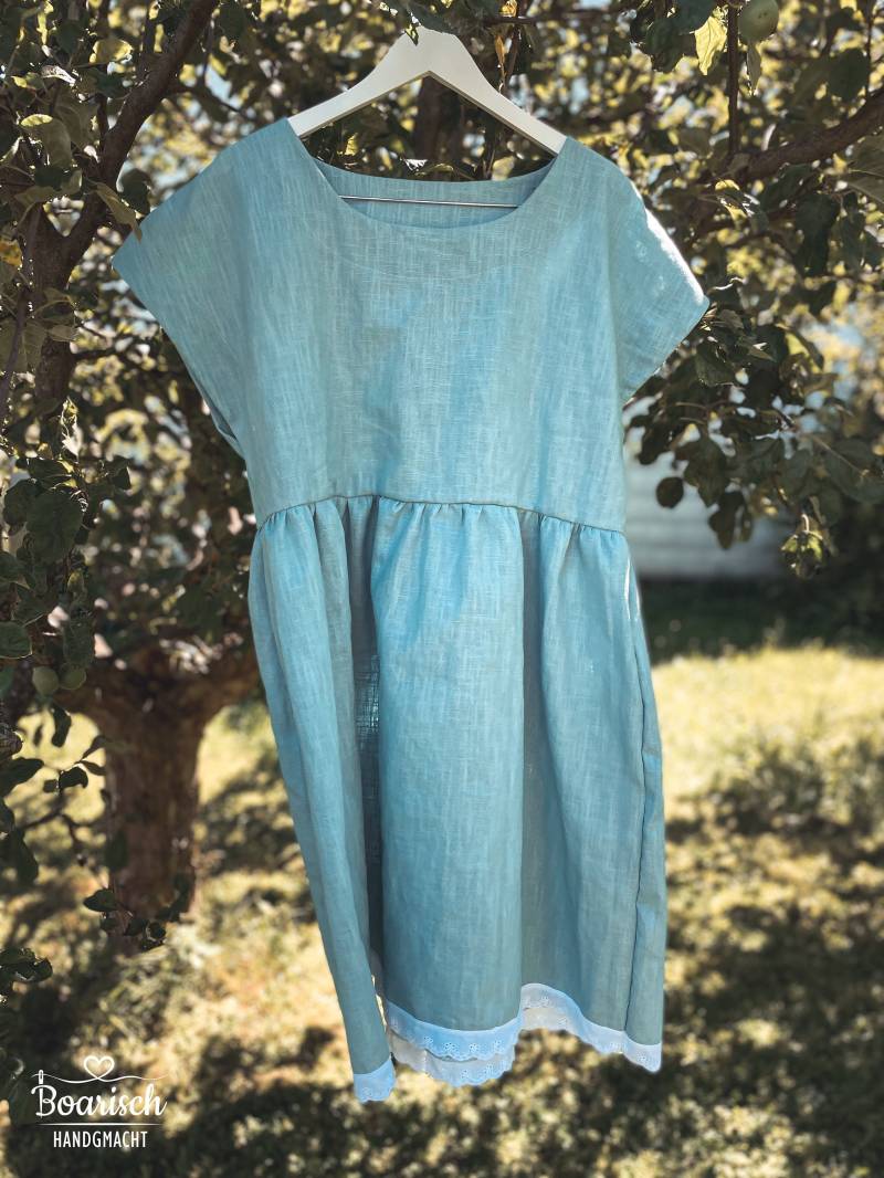 Sommerkleid Damen Musselin " 100 % Leinen" Mit/Ohne Rüsche, Verschiedene Farben von Boarischhandgmacht