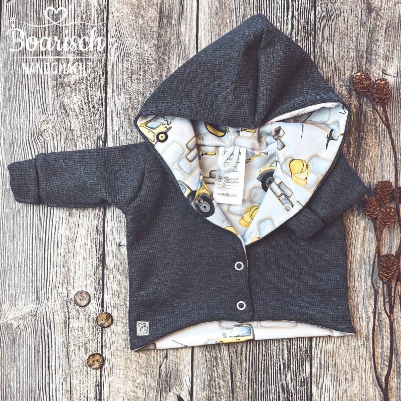 Übergangsjacke Baustelle Waffeljersey Dunkelgrau Babys/Kinder von Boarischhandgmacht