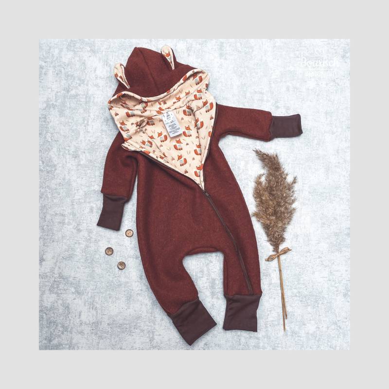 Walkoverall "Rost Füchse" Babys/Kinder Mit/Ohne Umschlagbündchen, Ohren von Boarischhandgmacht