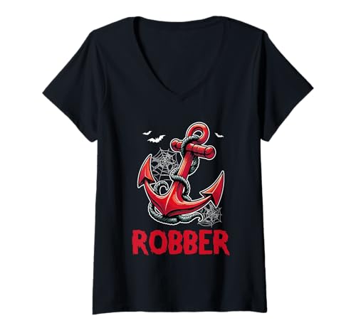 Damen Robber Halloween Anchor Costume Cruise Ship Boat Lover T-Shirt mit V-Ausschnitt Damen Robber Halloween Anchor Costume Cruise Ship Boat Lover T-Shirt mit V-Ausschnitt von Boating Halloween Costume