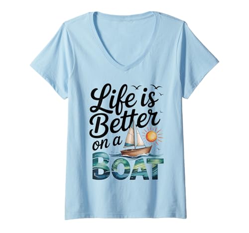 Damen Boot Stuff Boot Must Haves Motor Boater Bootfahren T-Shirt mit V-Ausschnitt Damen Boot Stuff Boot Must Haves Motor Boater Bootfahren T-Shirt mit V-Ausschnitt von Boating Must Haves Boating Accessories For Men