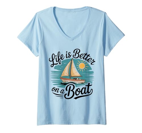 Damen Boot Stuff Boot Must Haves Motor Boater Bootfahren T-Shirt mit V-Ausschnitt Damen Boot Stuff Boot Must Haves Motor Boater Bootfahren T-Shirt mit V-Ausschnitt von Boating Must Haves Boating Accessories For Men