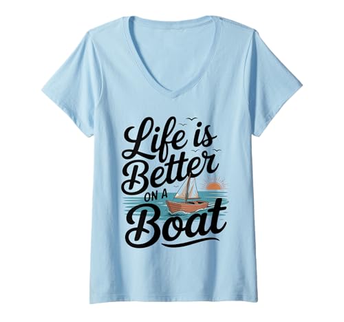 Damen Boot Stuff Boot Must Haves Motor Boater Bootfahren T-Shirt mit V-Ausschnitt Damen Boot Stuff Boot Must Haves Motor Boater Bootfahren T-Shirt mit V-Ausschnitt von Boating Must Haves Boating Accessories For Men