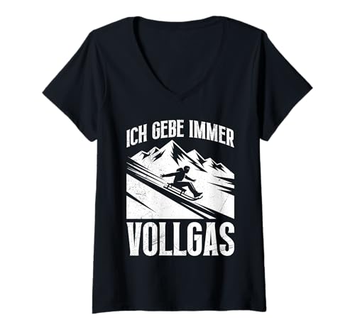 Damen Bob Fahrer ICH GEBE Immer VOLLGAS LUSTIG Schlitten Training T-Shirt mit V-Ausschnitt Damen Bob Fahrer ICH GEBE Immer VOLLGAS LUSTIG Schlitten Training T-Shirt mit V-Ausschnitt von Bob Fahrer Shirt Schlitten Training Rodel Piste