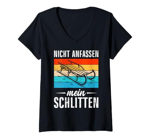 Damen Rodel Piste Nicht ANFASSEN Mein Schlitten LUSTIG Schlitten T-Shirt mit V-Ausschnitt Damen Rodel Piste Nicht ANFASSEN Mein Schlitten LUSTIG Schlitten T-Shirt mit V-Ausschnitt von Bob Fahrer Shirt Schlitten Training Rodel Piste