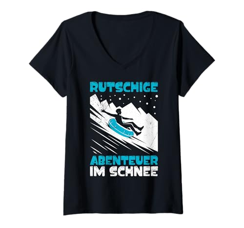 Damen Rodel Piste RUTSCHIGE ABENTEURE IM SHNEE LUSTIG Bob Fahrer T-Shirt mit V-Ausschnitt Damen Rodel Piste RUTSCHIGE ABENTEURE IM SHNEE LUSTIG Bob Fahrer T-Shirt mit V-Ausschnitt von Bob Fahrer Shirt Schlitten Training Rodel Piste