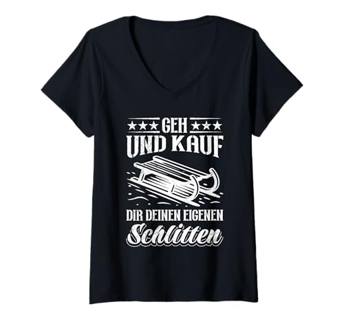 Damen Schlitten GEH UND Kauf DIR DEINEN EIGENEN Bob Fahrer T-Shirt mit V-Ausschnitt Damen Schlitten GEH UND Kauf DIR DEINEN EIGENEN Bob Fahrer T-Shirt mit V-Ausschnitt von Bob Fahrer Shirt Schlitten Training Rodel Piste