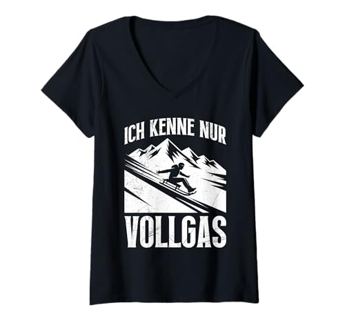 Damen Schlitten Training ICH KENNE NUR VOLLGAS LUSTIG Rodel Piste T-Shirt mit V-Ausschnitt Damen Schlitten Training ICH KENNE NUR VOLLGAS LUSTIG Rodel Piste T-Shirt mit V-Ausschnitt von Bob Fahrer Shirt Schlitten Training Rodel Piste